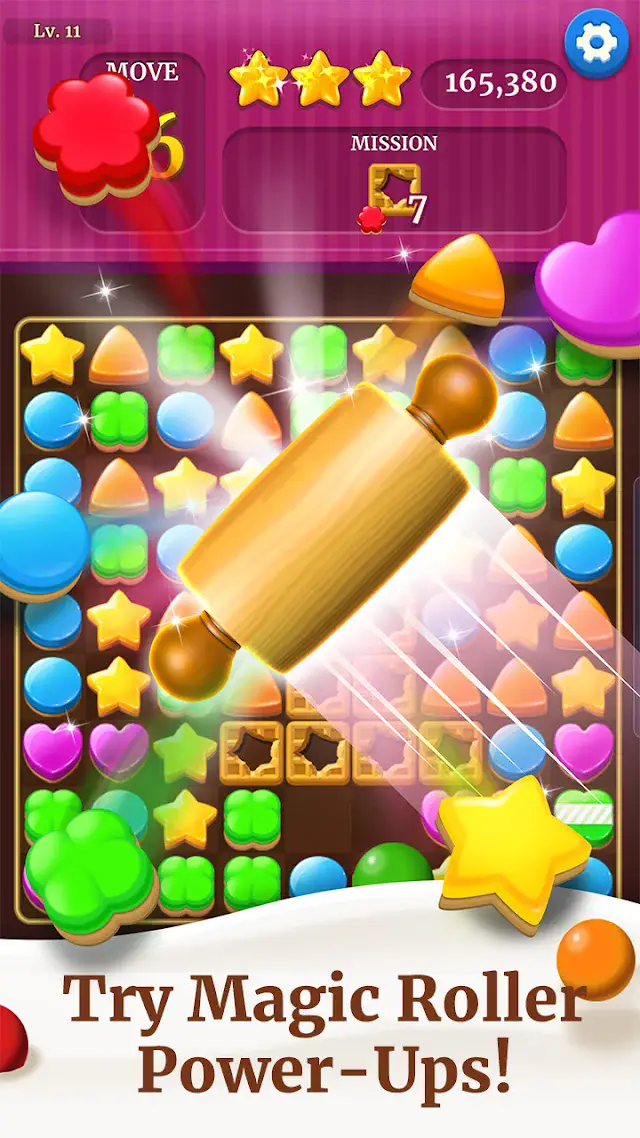Cookie Crunch Classic level with a rolling pin power-up