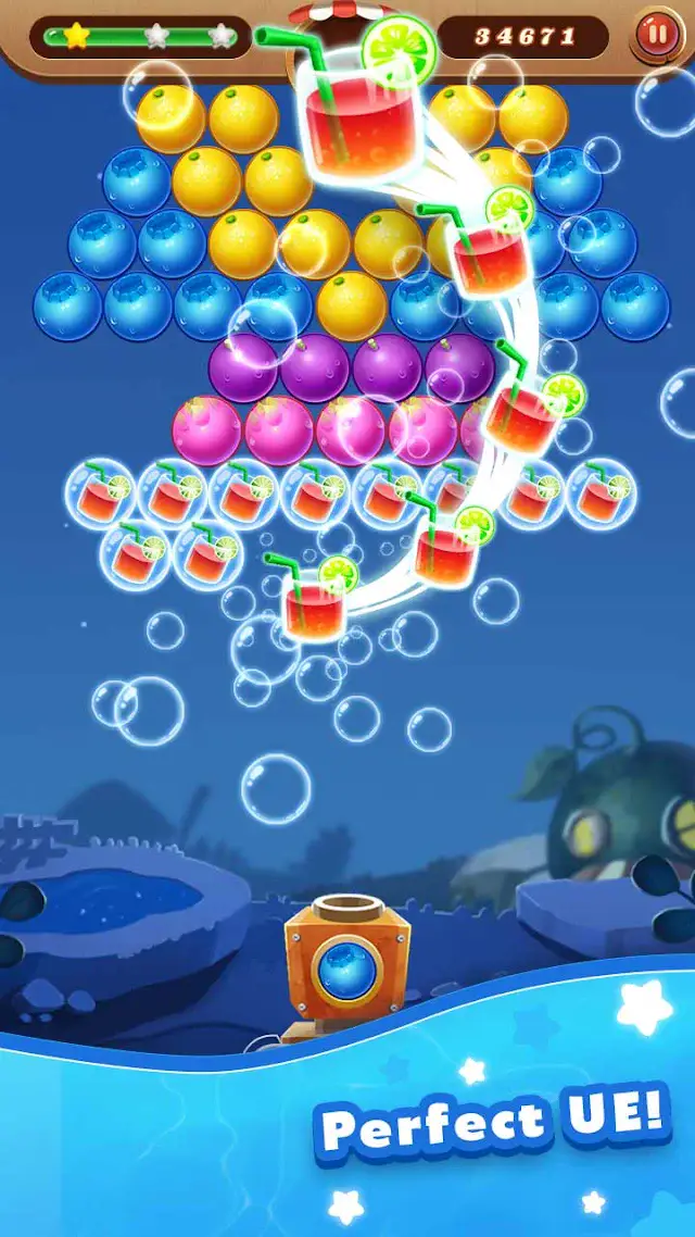 Shoot Bubble - Fruit Splash level with fruit bubbles over water